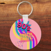 Porte-clés Anniversaire rose de la fête des années 90 (Recto)