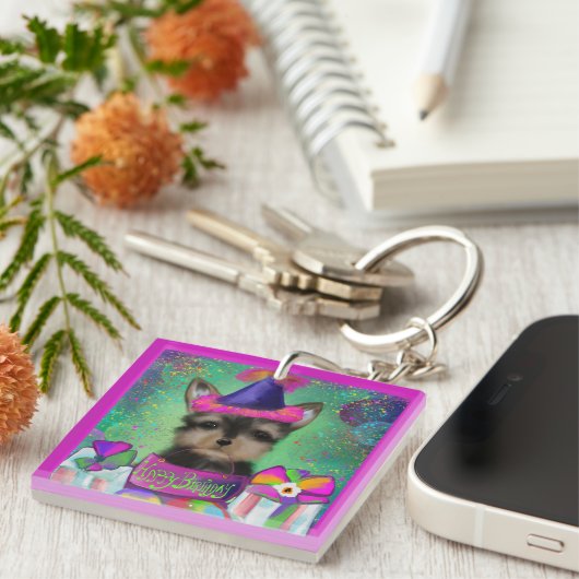 PORTE-CLÉS ANNIVERSAIRE YORKIE POO (Devant Droit)