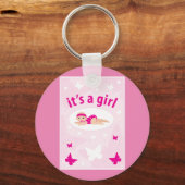 Porte-clés Annonce de nouvelle petite fille (Recto)