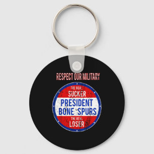 Porte-clés Anti trump suceur nous respectons notre armée Anti