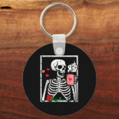 Porte-clés Anti Valentines Day Skeleton Coffee Funny Men Wome (Recto)