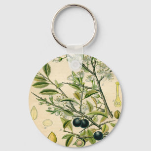 Porte-clés Antique Blackthorn Botanique Imprimé Fleur Berry