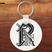 Porte-clés Antique Calligraphy Masonic Symbols Letter R (Recto)