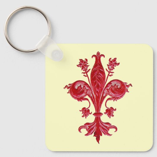 Porte-clés ANTIQUE FLORENTINE FLEUR DE LISE, Crème (Recto)