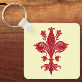 Porte-clés ANTIQUE FLORENTINE FLEUR DE LISE, Crème (Recto)