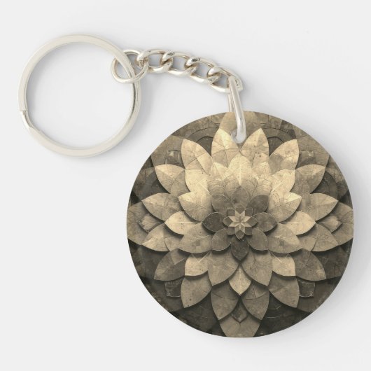 Porte-clés Antique Golden Mandala Art Fleur texturée (Devant)