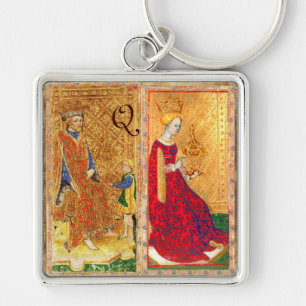 PORTE-CLÉS ANTIQUE RENAISSANCE TAROTS KING AND QUEEN OF CUPS