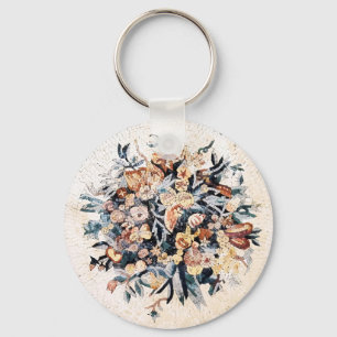 Porte-clés Antique Romain Italien Élégant Mosaïque Florale Br