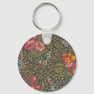 Porte-clés Antique Toile de Jouy motif floral français