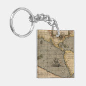 Porte-clés Antique vieille carte inspirée (14) étiquette de b (Devant gauche)