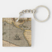 Porte-clés Antique vieille carte inspirée (14) étiquette de b (Dos)