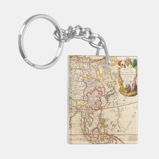 Porte-clés Antique vieille carte inspirée (6) (Devant gauche)