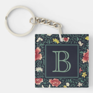 Porte-clés Antique Vintage Joli Monogramme Floral