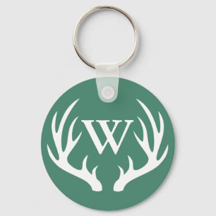 Porte-clés Antlers de cerfs blancs et lettre initiale