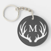 Porte-clés Antlers rustiques de cerfs blancs | Monogramme (Devant)