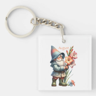 Porte-clés Août personnalisé Mois de naissance Jardin Gnome