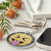 Porte-clés *~* AP40 Happy QR Tongue Mouth Emoji Parties scint (Devant droit)