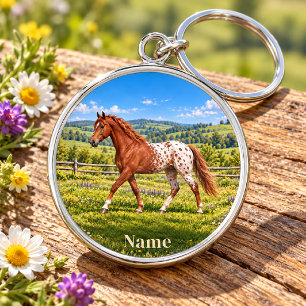 Porte-clés Appaloosa Alezan Personnalisé Prairie de Printemps