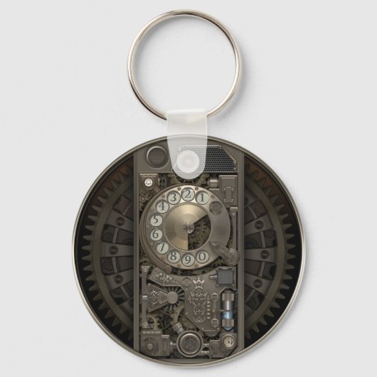 Porte-clés Appareil Steampunk - Téléphone Rotary. (Recto)