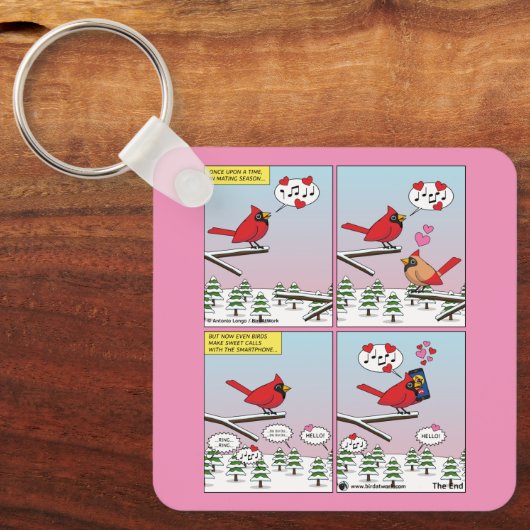 Porte-clés Appels de accouplement d'oiseaux modernes comique (Recto)