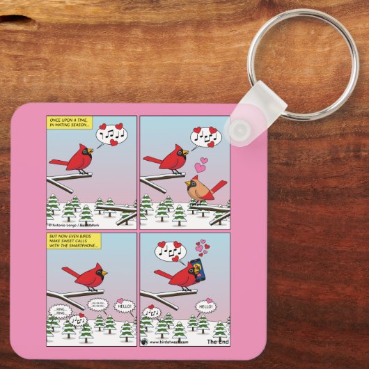 Porte-clés Appels de accouplement d'oiseaux modernes comique (Verso)