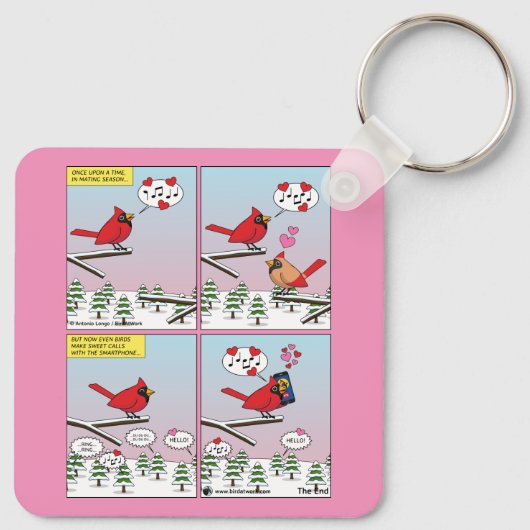 Porte-clés Appels de accouplement d'oiseaux modernes comique (Dos)