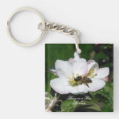Porte-clés Apple Blossom & Bee Macro Photo | Acrylic Keychain (Devant)