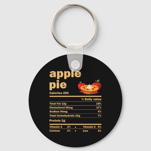 Porte-clés Apple Pie Nutrition Facts Fun Thanksgiving Christa (Recto)