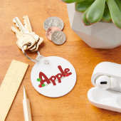 Porte-clés Apple Word Art avec des pommes rouges et vertes