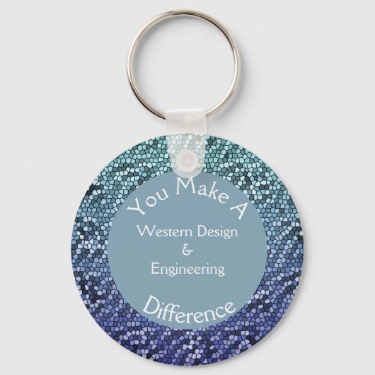 Porte-clés Appréciation de l'employé Mosaïque Carreaux bleu M (Recto)