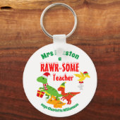 Porte-clés Appréciation de l'enseignant de Noël Enfants Dinos (Recto)