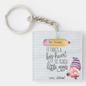 Porte-clés Appréciation de l'enseignant Gnome avec coeur (Devant)