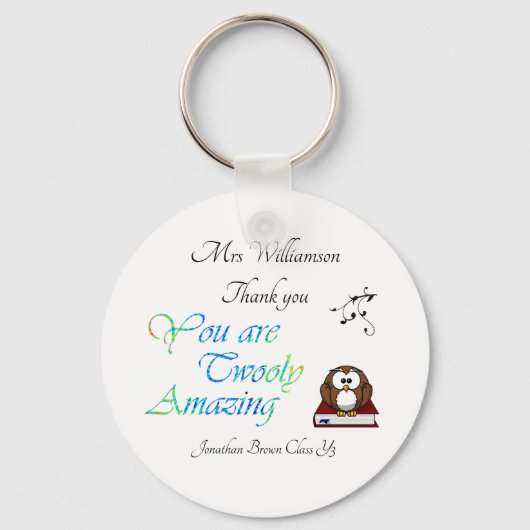 Porte-clés Appréciation de l'enseignant Merci Owl (Recto)