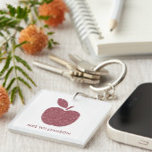 PORTE-CLÉS APPRÉCIATION DE L'ENSEIGNANT ROSE OR APPLE NAME (Devant Droit)