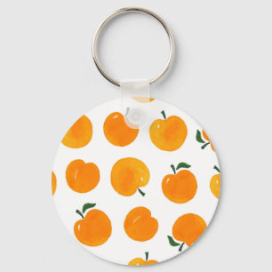 Porte-clés Apricots Aquarelle Blanc Arrière - plan Vintage