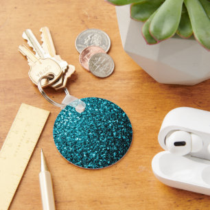 Porte-clés Aqua bleu brillant brille de parties scintillant