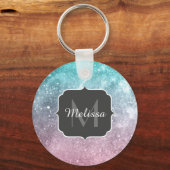 Porte-clés Aqua bleu rose galaxie marine abstrait Monogramme (Recto)