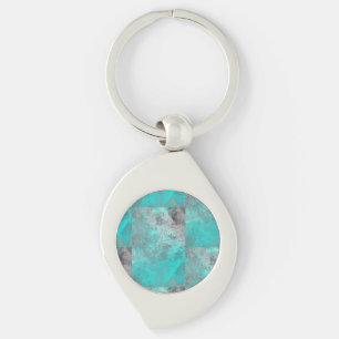 Porte-clés Aqua bleu turquoise et pierre grise