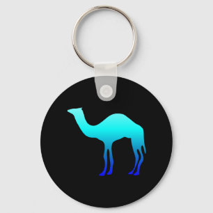 Porte-clés Aqua Blue Ombre Camel Silhouette en noir