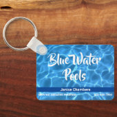 Porte-clés Aqua Blue Swimming Pool Cleaning Service (Verso)