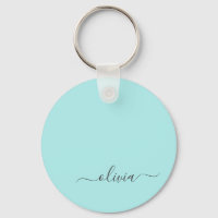 Aqua Blue Turquoise Moderne Script Girl Monogramme