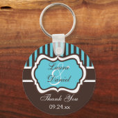 Porte-clés Aqua, Brown, Mariage à rayures blanches Faveur (Recto)