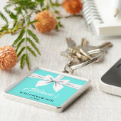 Porte-clés Aqua Élégant Fantaisie Tiffany Cadeau de Naissance (Côté)