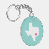 Porte-clés Aqua et Pink Heart Texas Home State (Devant gauche)