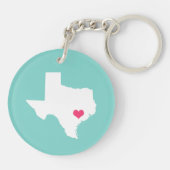 Porte-clés Aqua et Pink Heart Texas Home State (Dos)