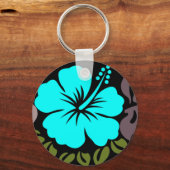 Porte-clés Aqua Hibiscus et Feuilles (Recto)