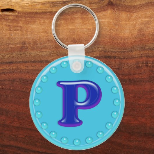 Porte-clés Aqua Initial P (Recto)