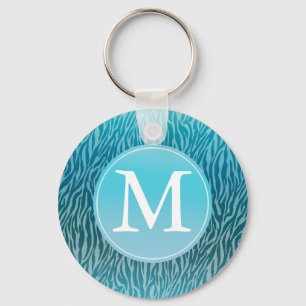 Porte-clés Aqua Ombre Zebra Imprimer Monogramme