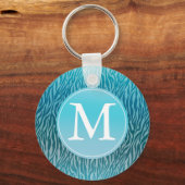 Porte-clés Aqua Ombre Zebra Imprimer Monogramme (Recto)