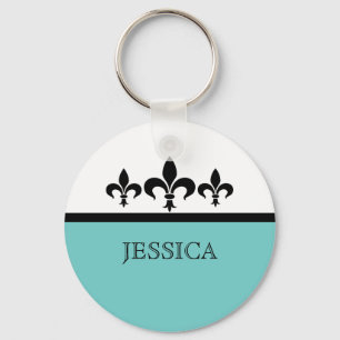 Porte-clés Aqua Swanky Fleur De Lis Keychain
